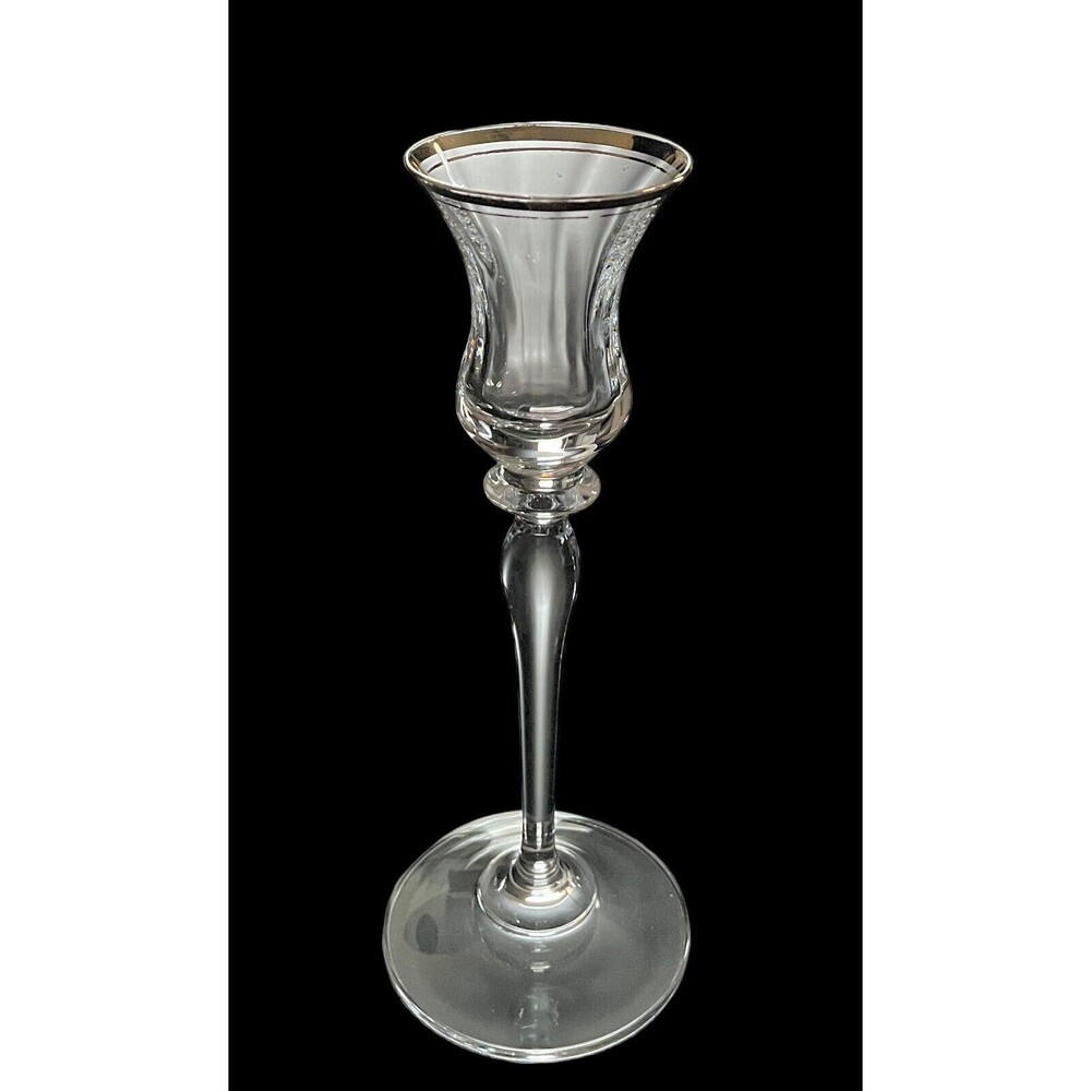 Vintage Mikasa‎ Jamestown Clear Gold Trim Crystal Single Candlestick Holder EUC